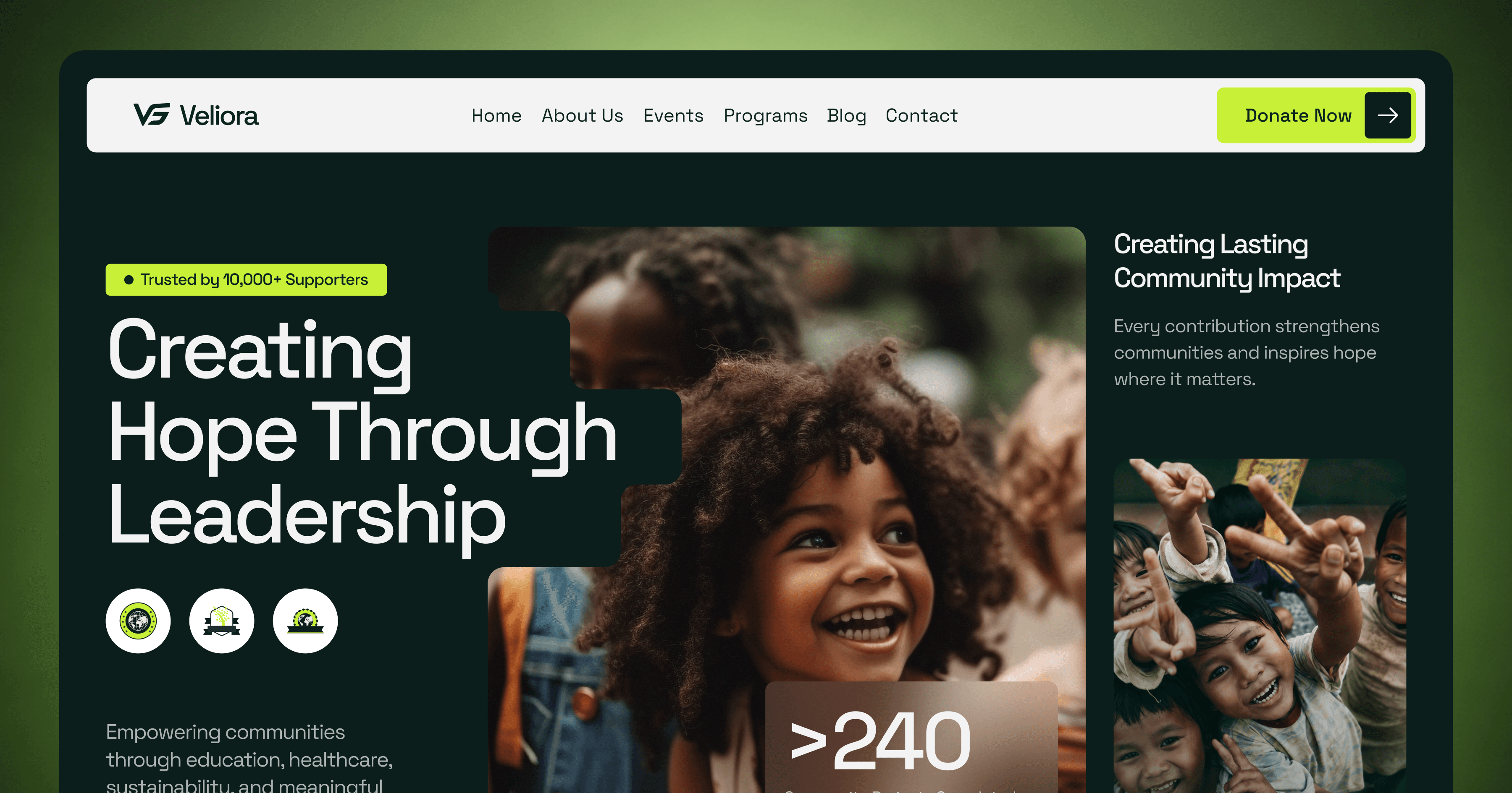 Veliora — Non-Profit & Charity Framer Template