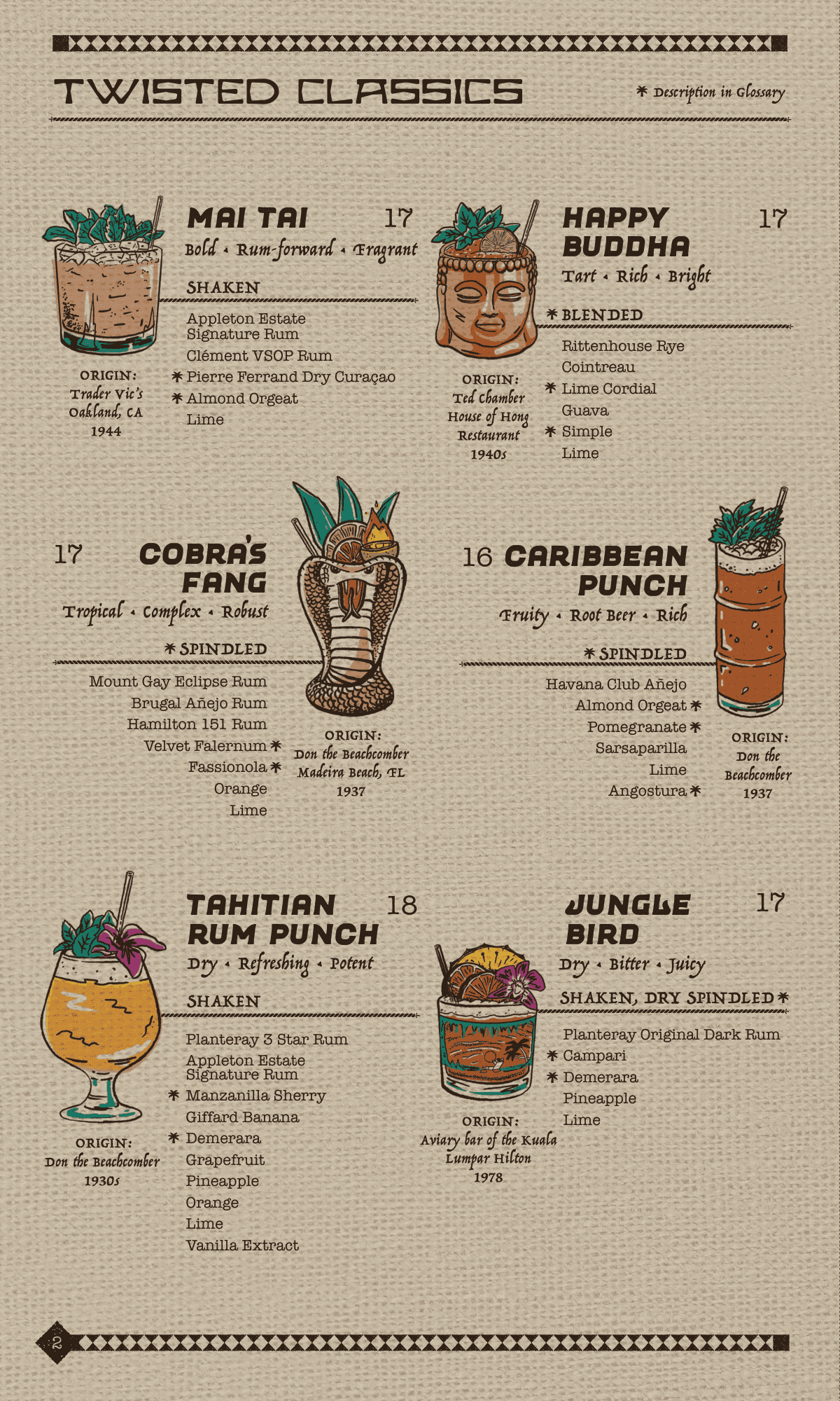Callisto Cocktail menu 1