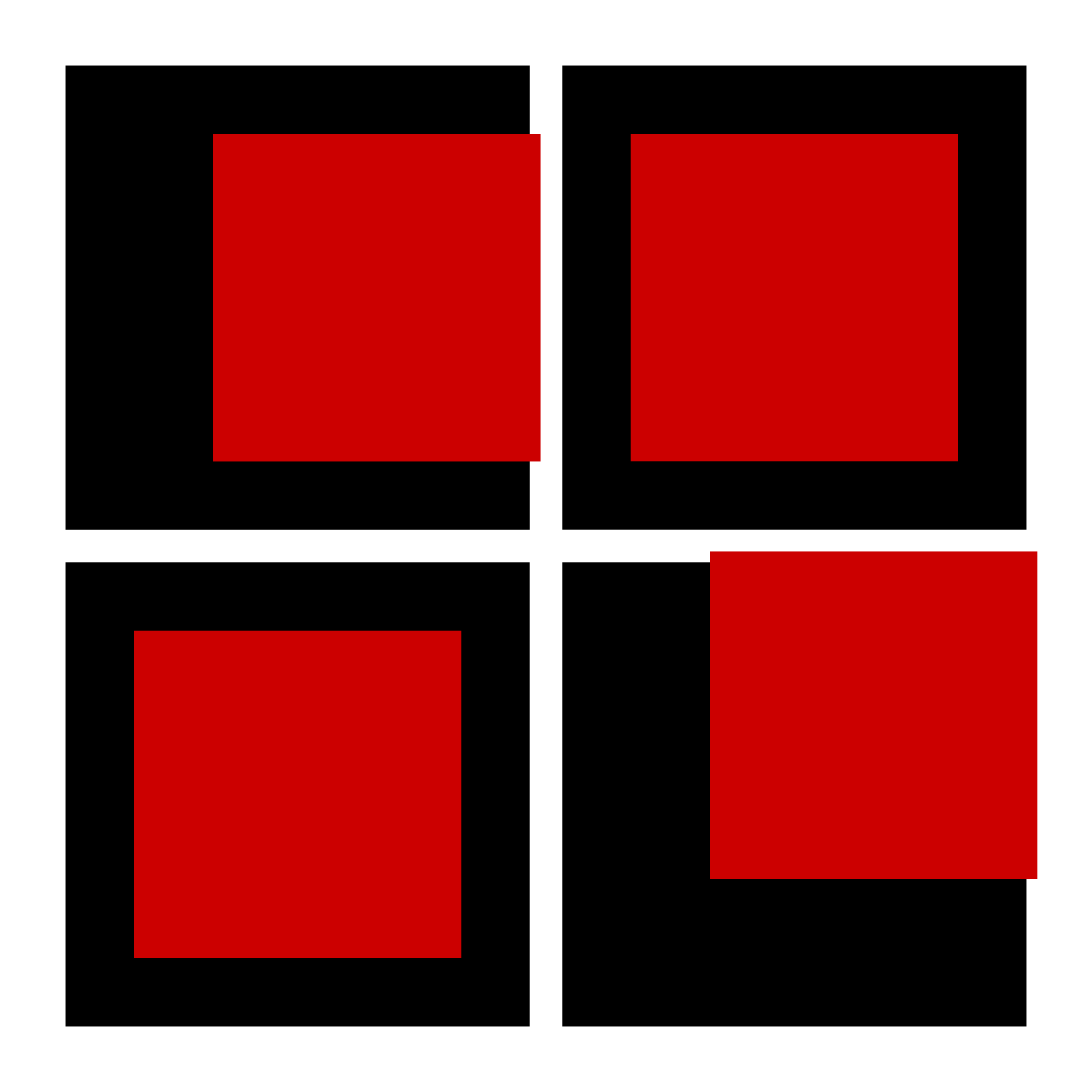 geometric art of the word cool using red and black squares