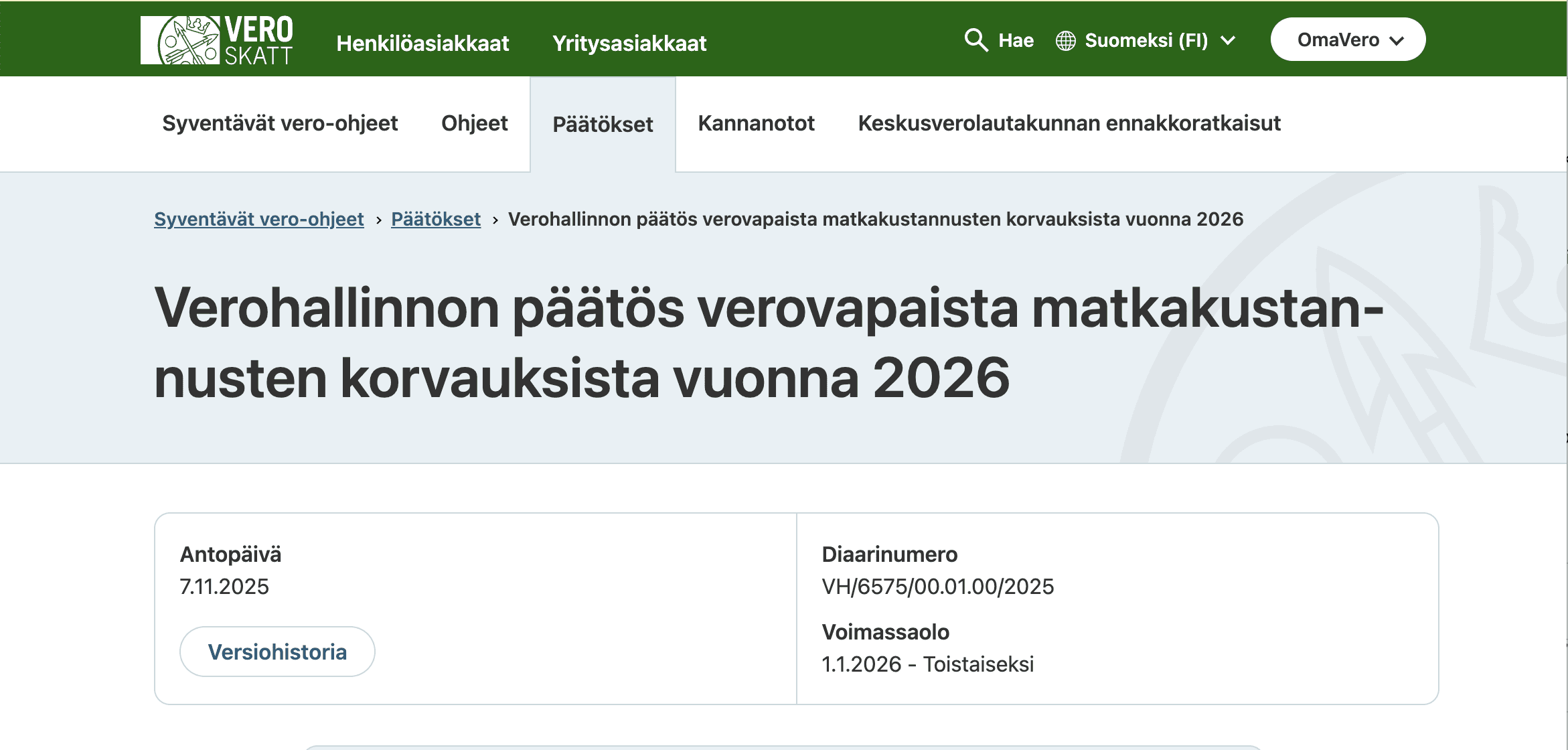 päivärahat 2026 verottaja