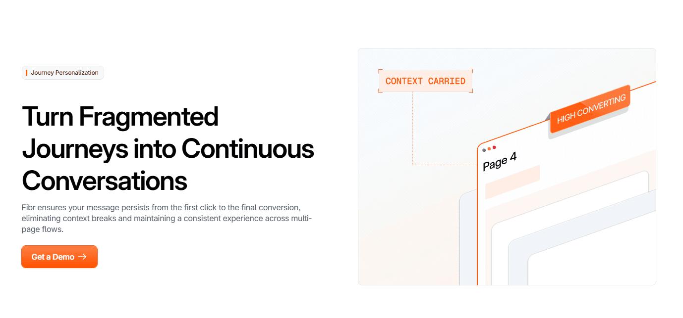 Illustration of journey personalization maintaining consistent user context across multiple web pages