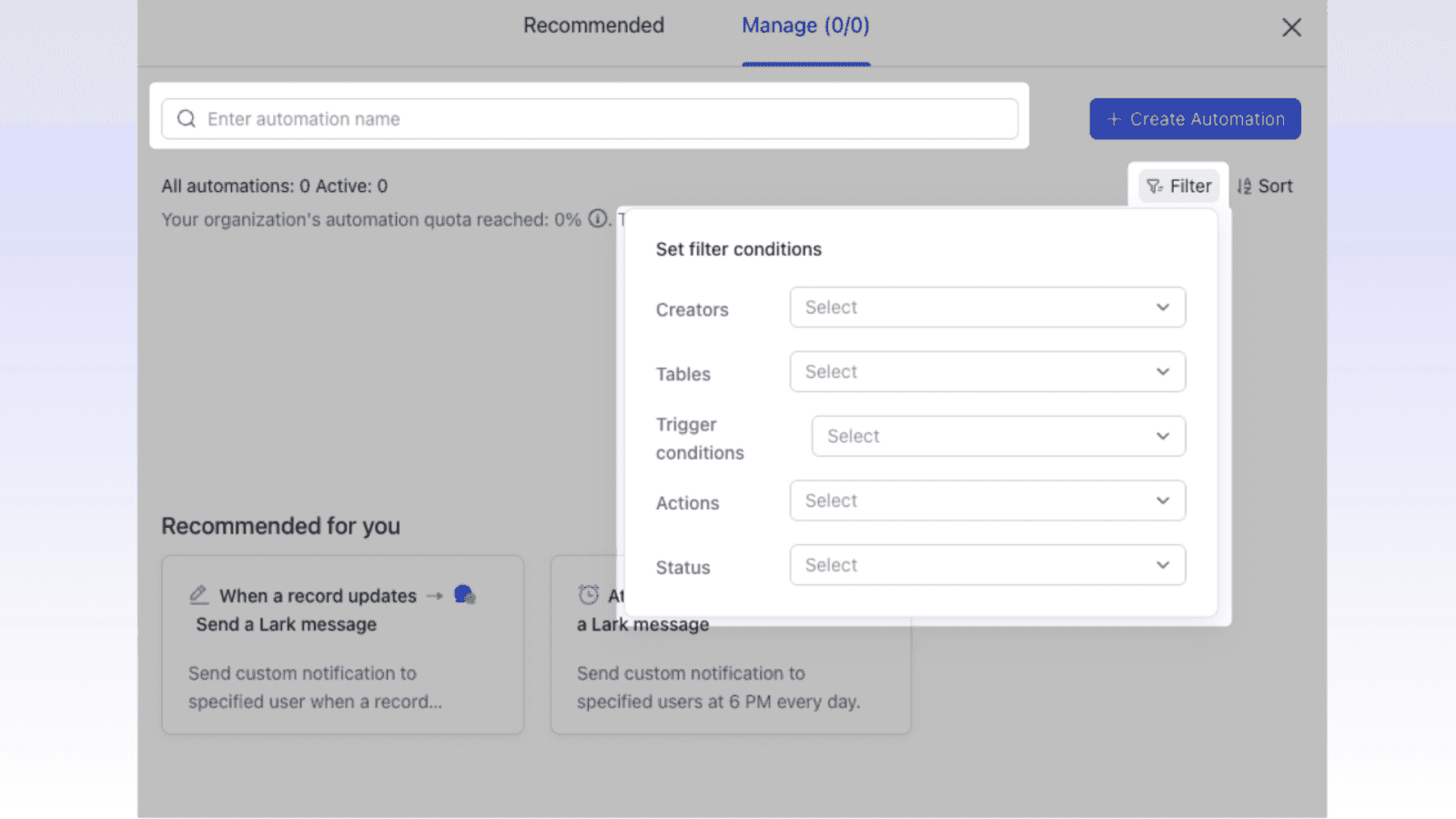 workflow automation with Lark Base