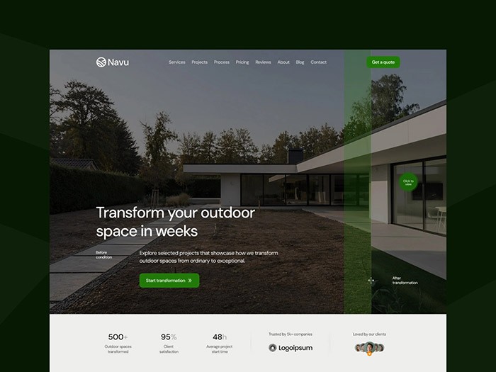 Navu - landscaping landing page framer template cover image