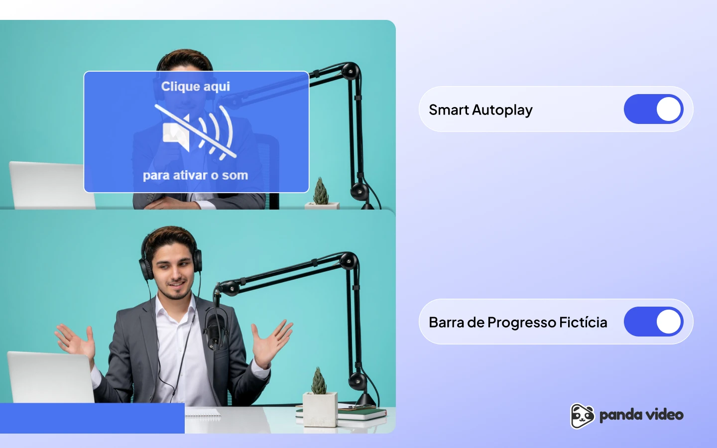 Smart Autoplay & Barra de Progresso Fictícia da Panda Video