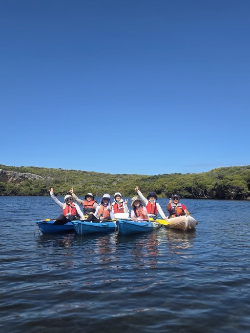 Family from Singapore on a friendly kayak experience at the Margaret River
