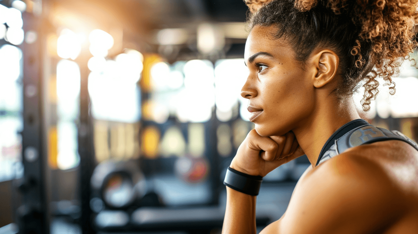 A woman listening on guides on how to start calisthenics workout.