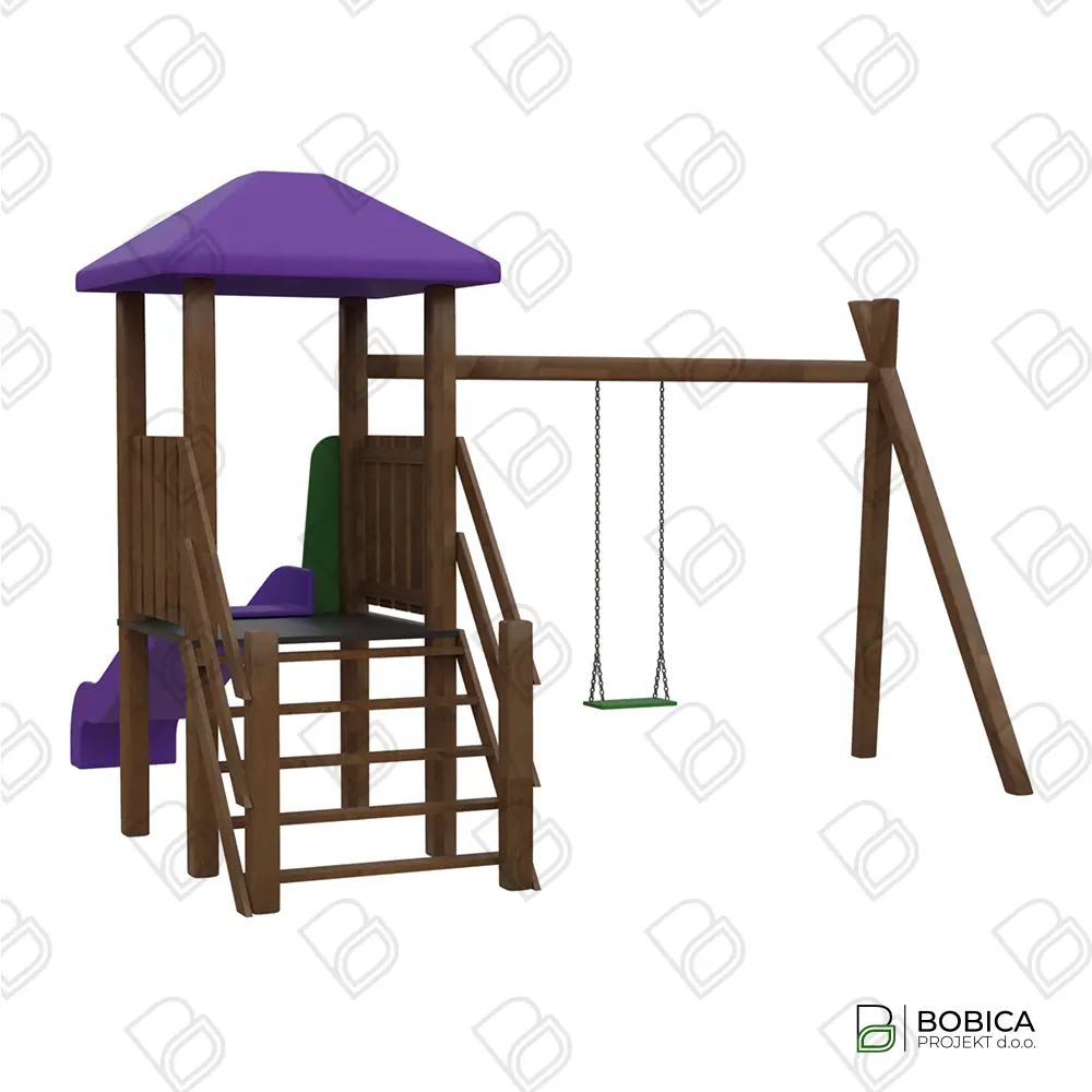 Kombinirana kućica s toboganom i ljuljačkom "SkyPlay Tower"