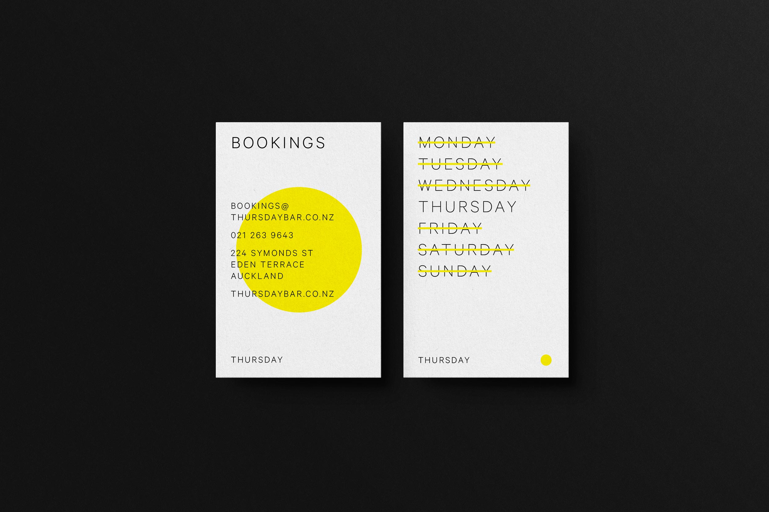 Thursday Booking Card