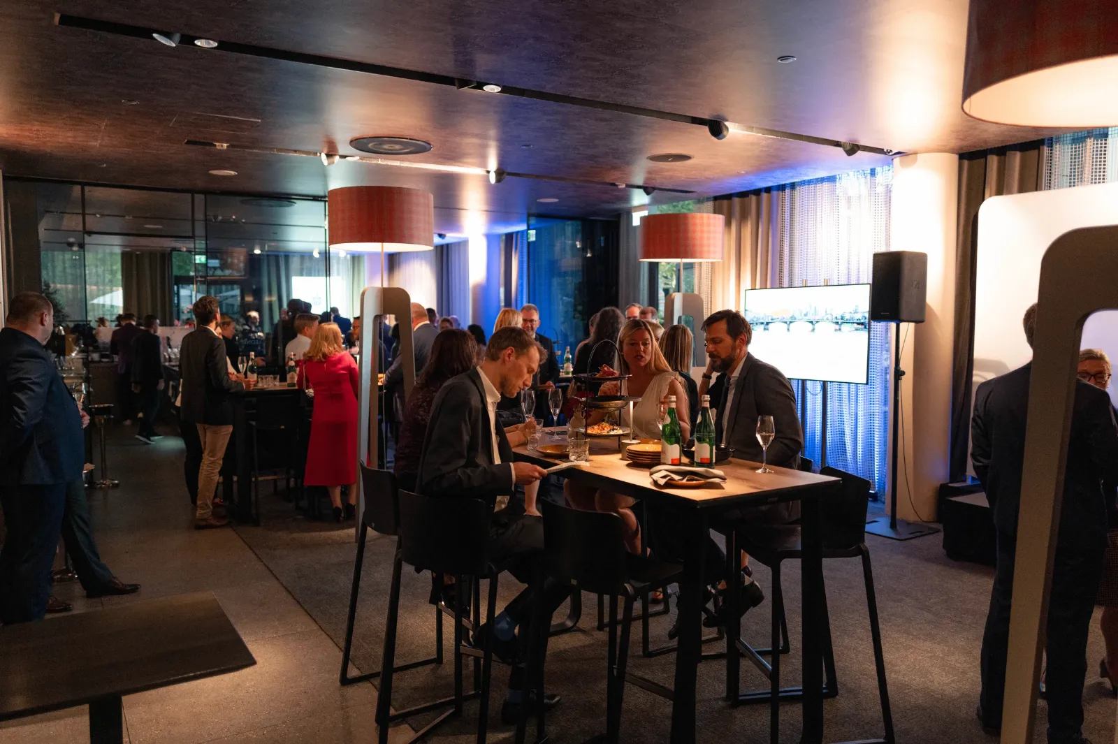 Evening gala in Frankfurt, guests at tables in the restaurant