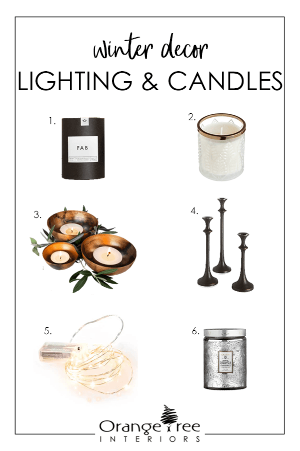 winter decor candles and lighting