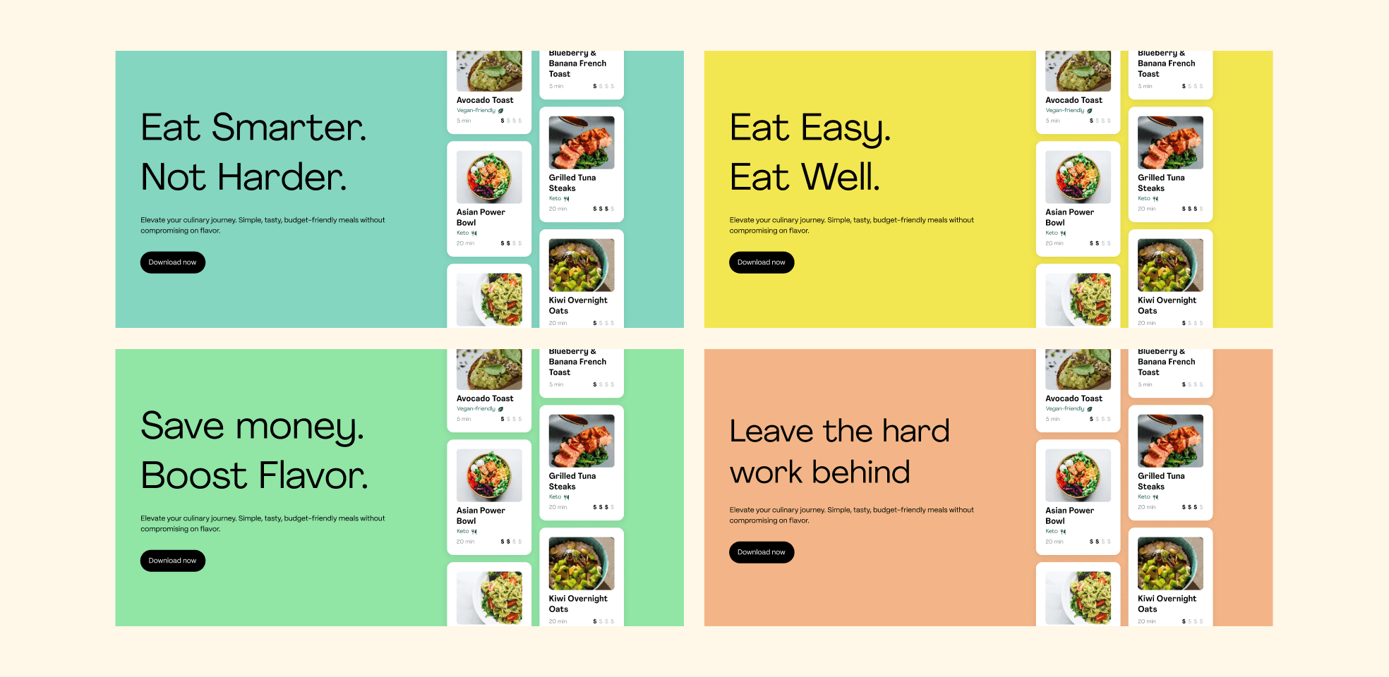 landing page hero variations