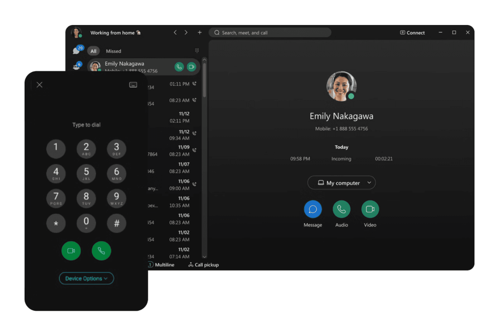 Cisco Webex audio conferencing interface