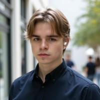 woman in white and blue floral shirt and blue denim shorts