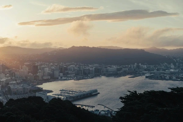 Wellington harbour at sunset