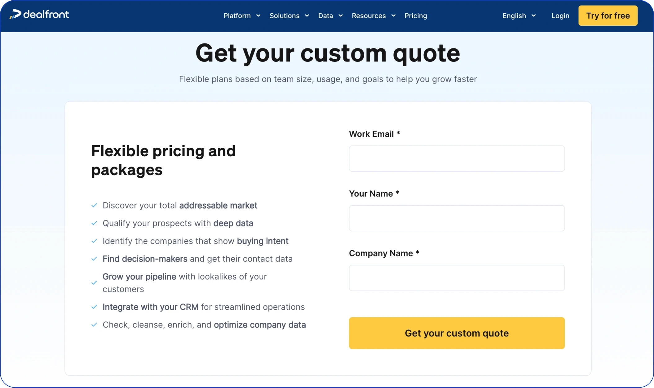 Dealfront pricing
