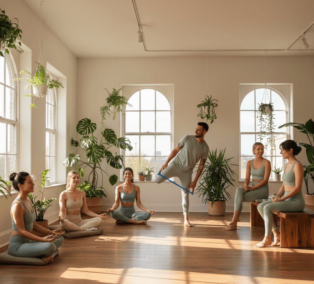 Group of people working out together