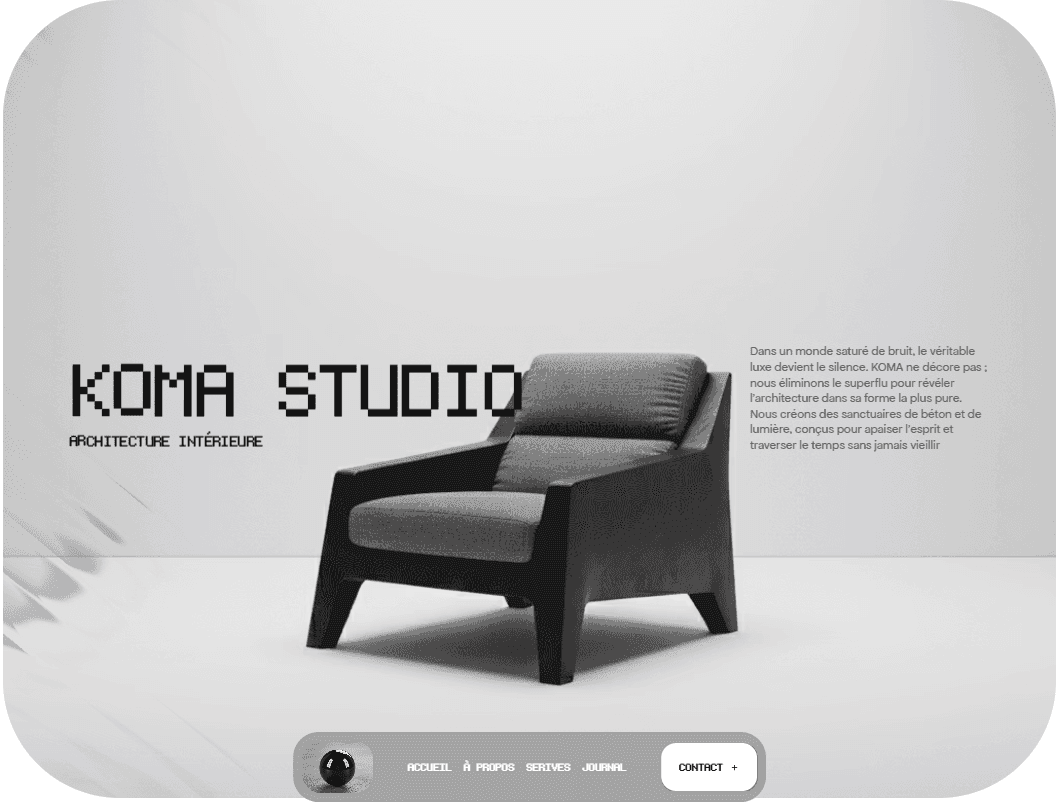 Projet Koma Studio – Site web architecture intérieur par Whiscat Studio