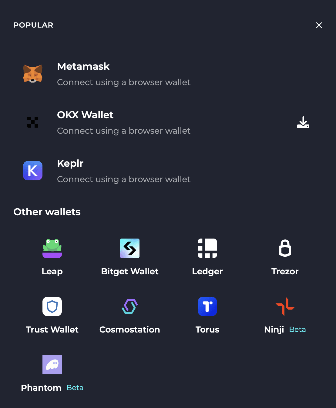 Connect Wallet to Injective Hub