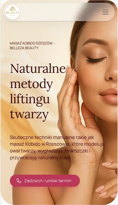 Zdjęcie przedstawia stronę w ersji mobilnej gabinetu Belleza Beauty w Rzeszowie