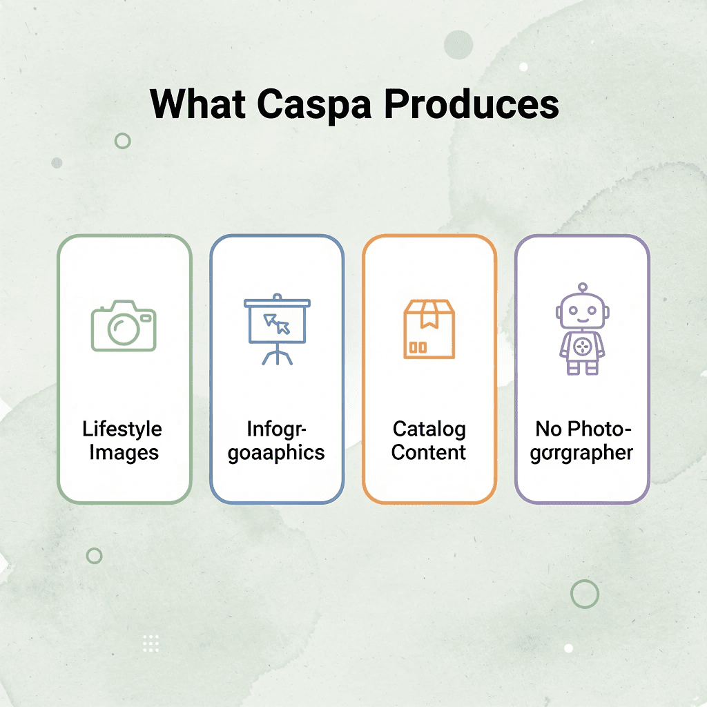 Infographic showing four types of content Caspa produces