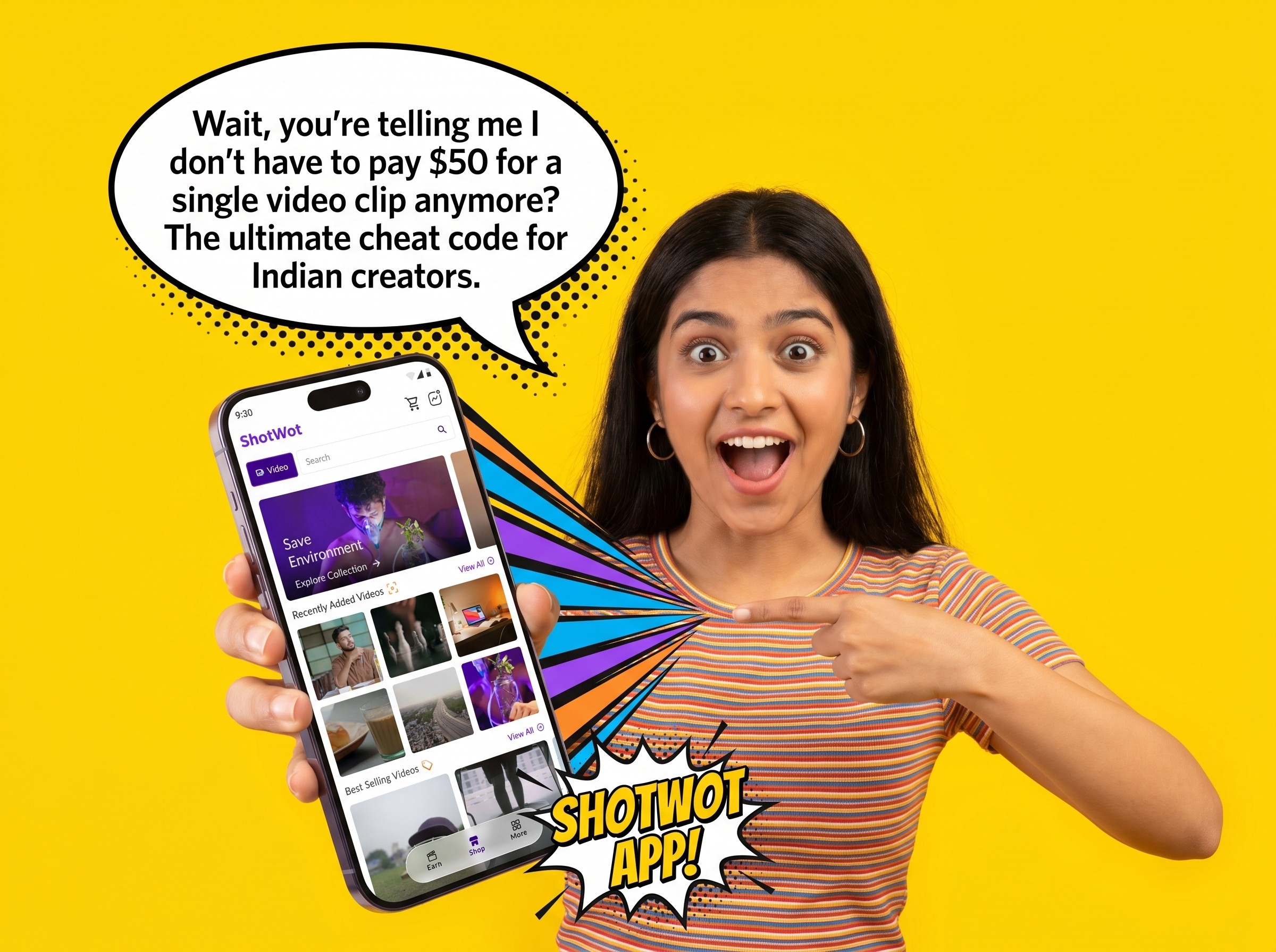 ShotWot App for indian stock footage