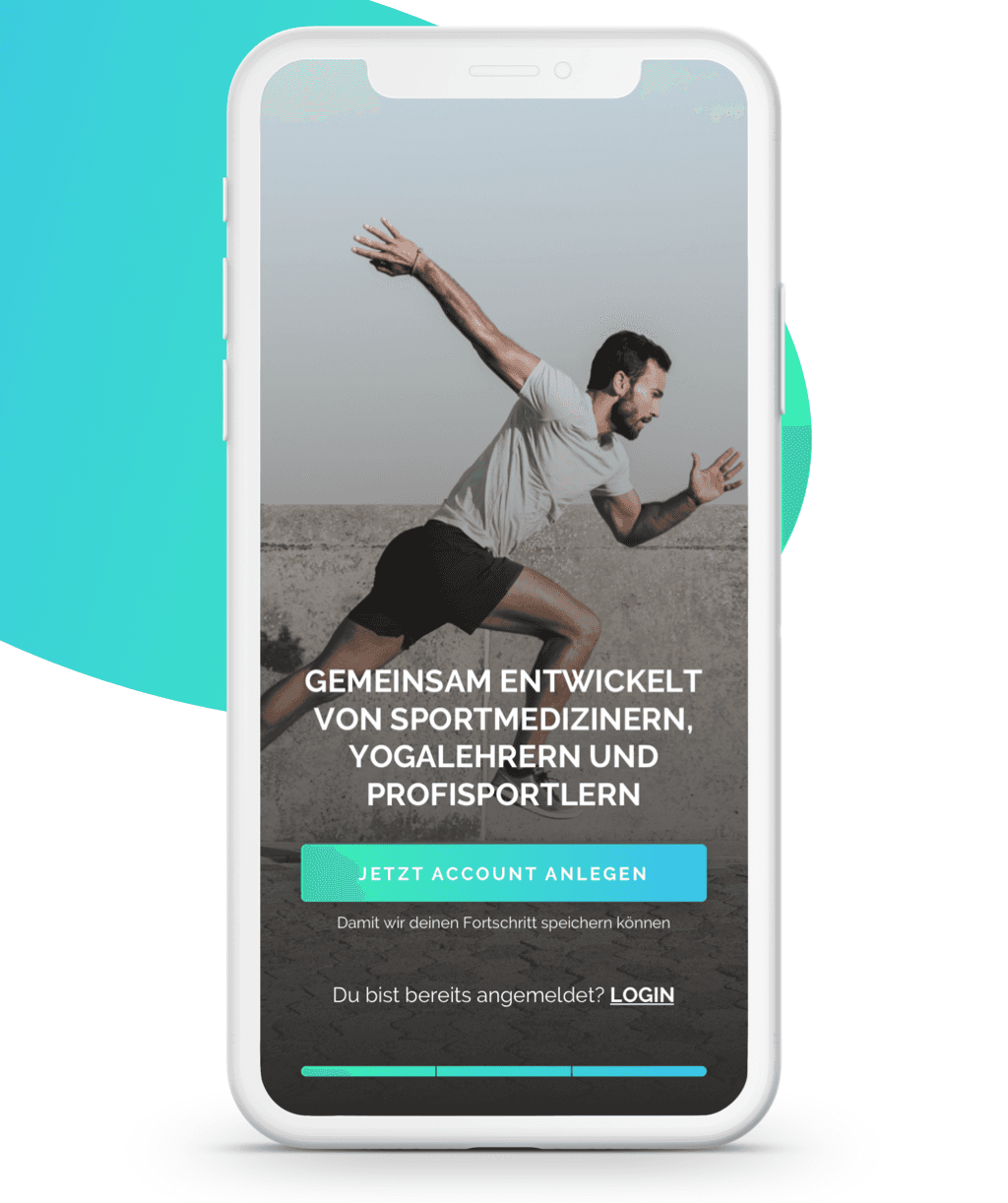 Ansicht des Onboardings mit Bild eines Läufers im Sprint.