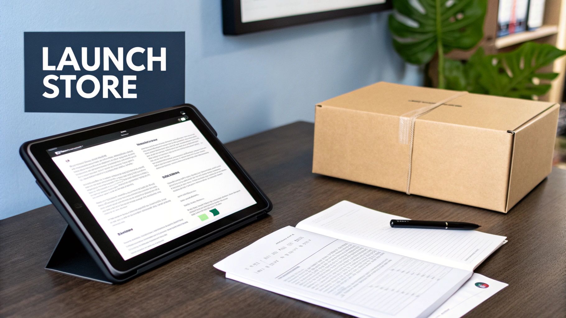 A calculator and pen on a desk next to product samples, symbolizing pricing strategy.