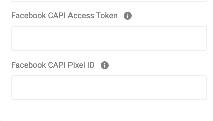Velden voor Facebook CAPI Access Token en Pixel ID