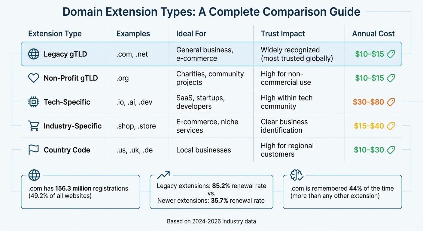 Domain Extension Types Comparison: Features, Costs, and Best Use Cases