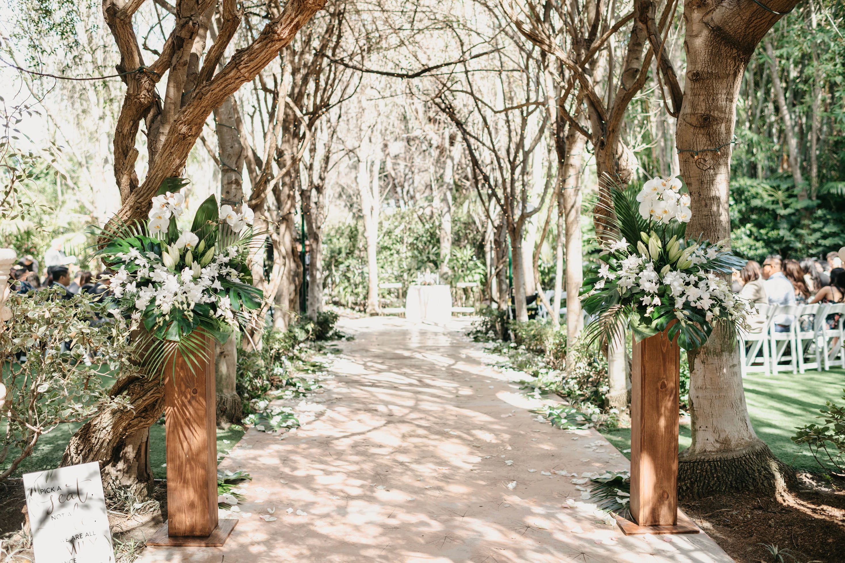 Garden ceremony setup at Hartley Botanica wedding venue in Somis, California