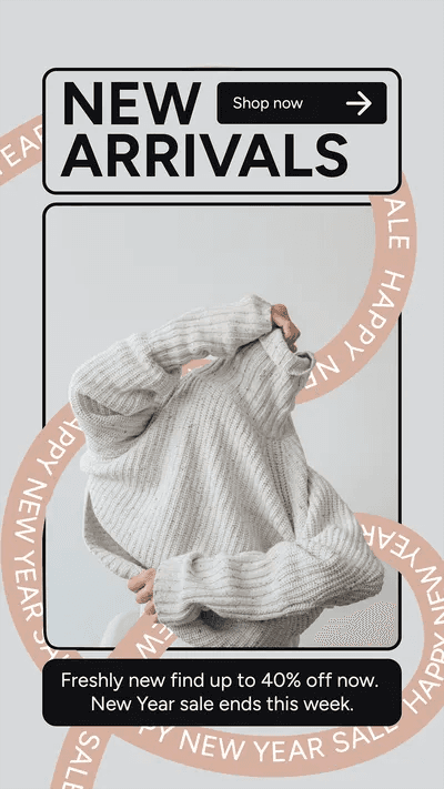 Animated Scroll Text Effect New Arrivals Instagram Story Template