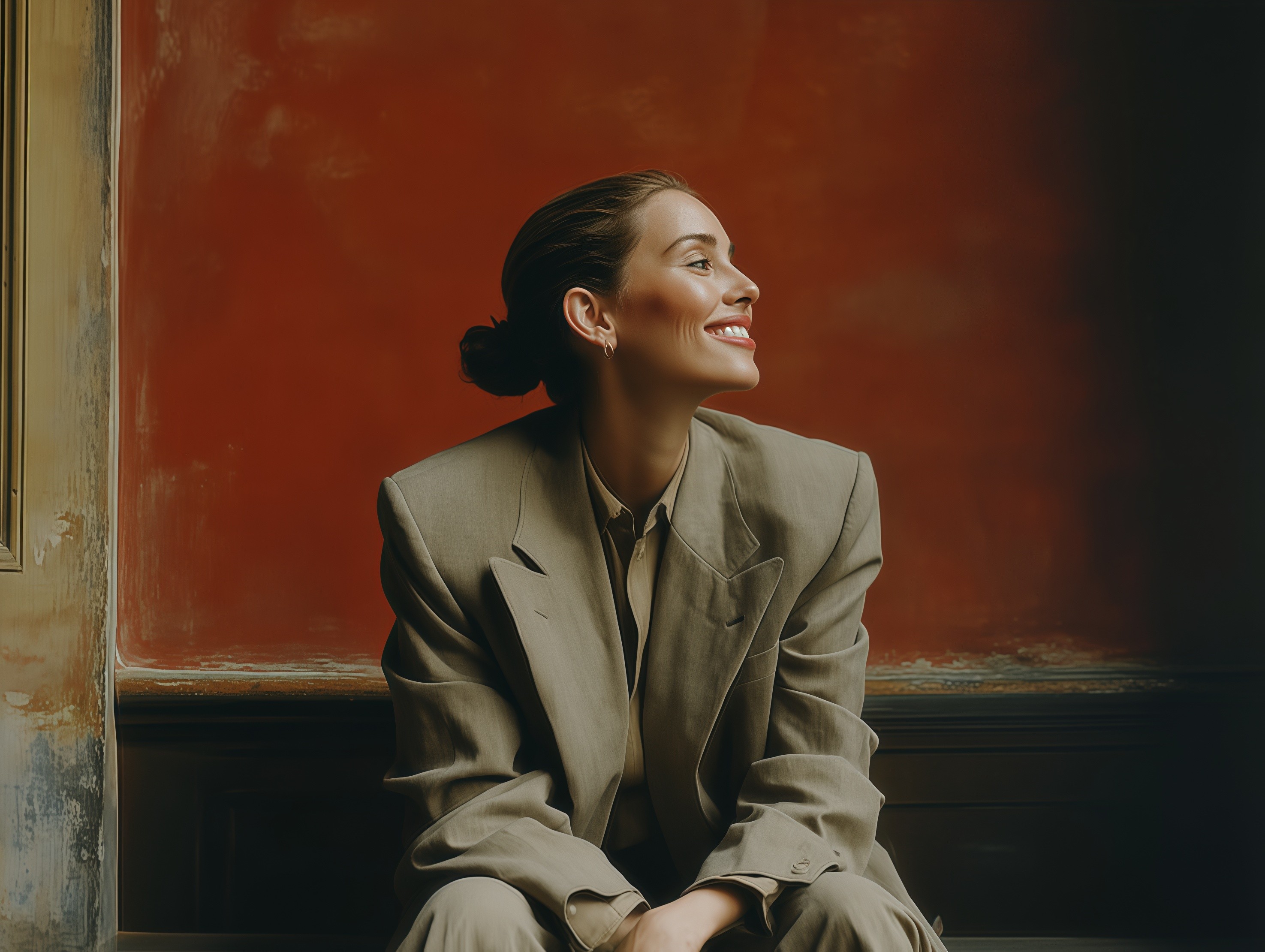 Professional woman smiling in a suit
