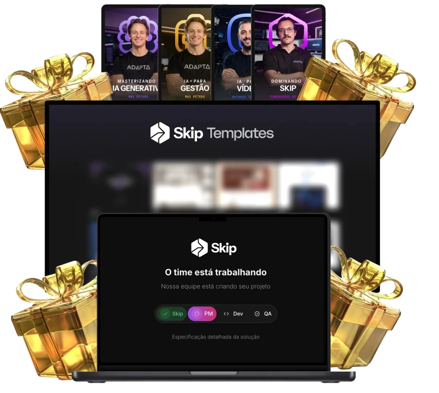 Mockup da plataforma Skip para criar empresas de IA