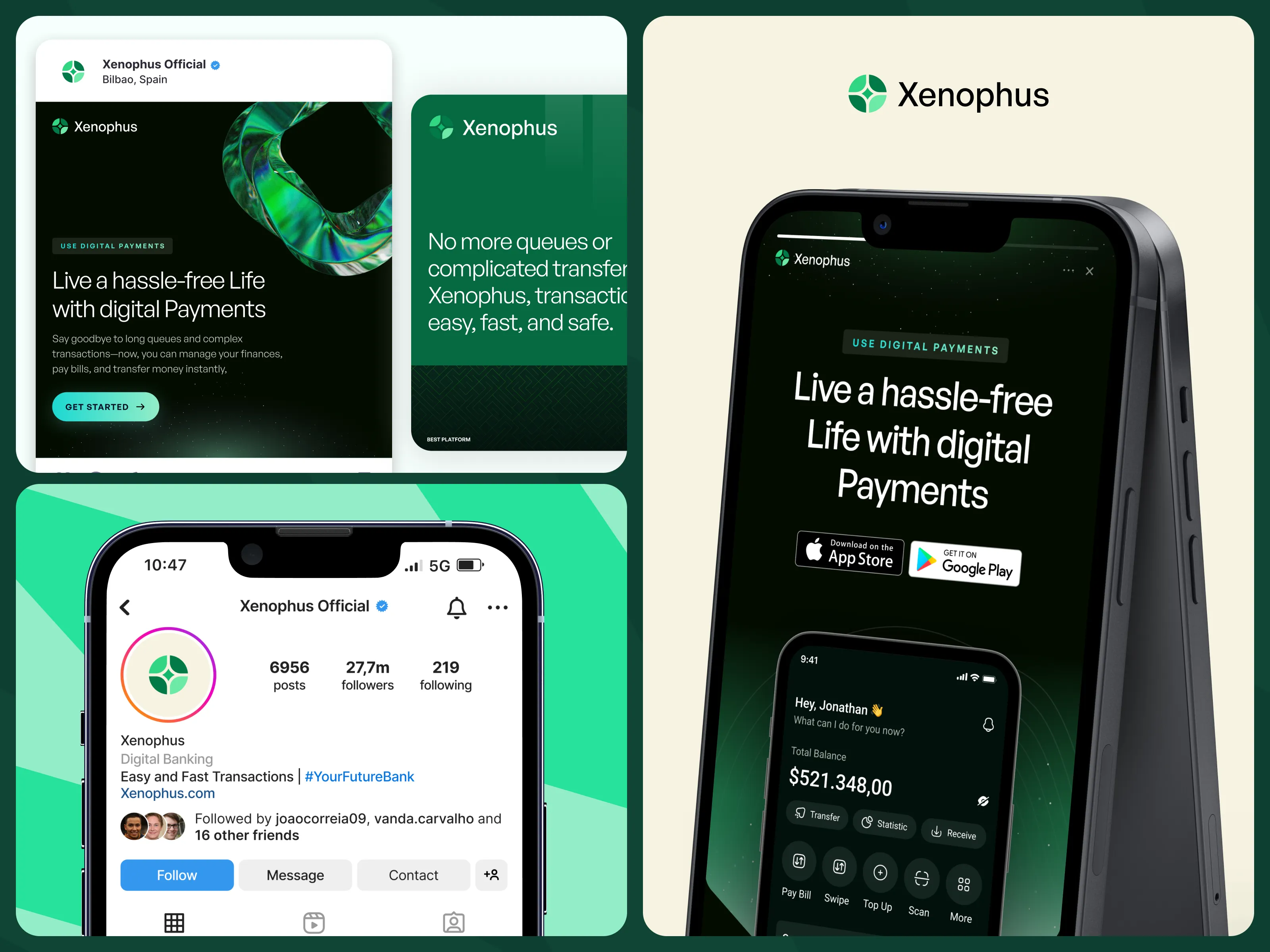 A wooden tray holds three stones, a cup of espresso, and various fabric and tile samples in neutral and bold colors, creating a harmonious palette.