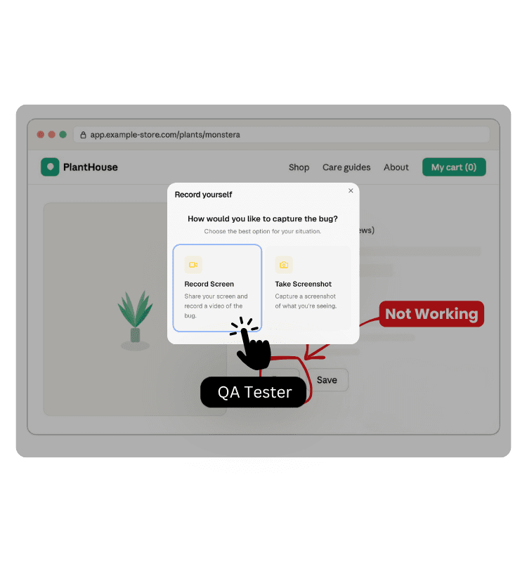 QA tester clicking a Bugtrotter recording link