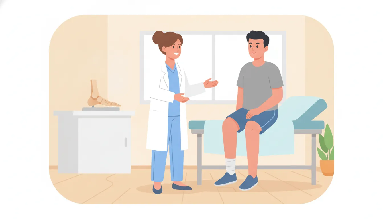 Foot and ankle specialist discussing ankle impingement surgery with a patient