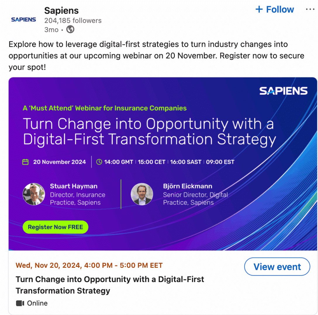 Marketing Spotlight: Sapiens lead generation
