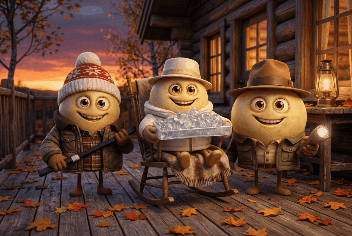 Uncorkables Hybrid Whites grape varieties in a group picture on the autumn chalet porch