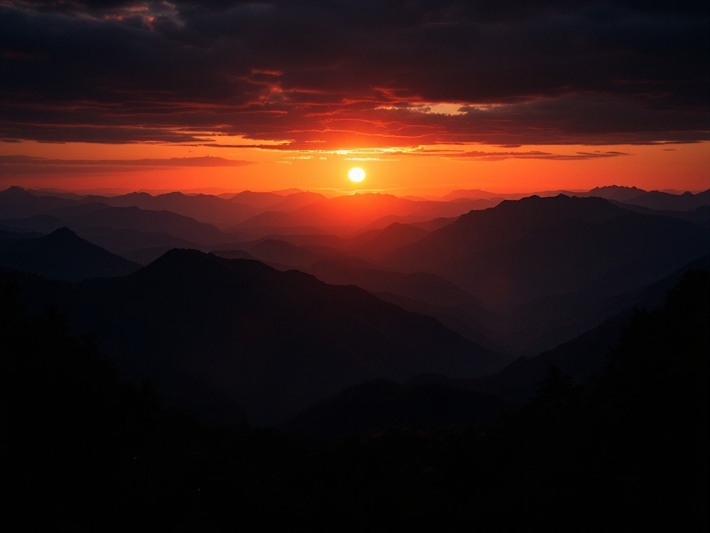 Sunset over mountain range