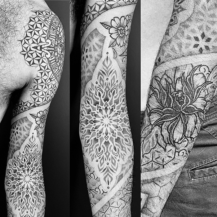 Mandala & fleurs - Ornemental & Mandala, Floral & Botanique, Graphique & Blackwork par Alex Lalex à Grinoir Tattoo