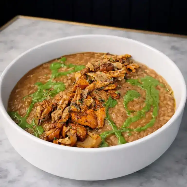 Signature savory bowl topped with seasoned grilled chicken at Pain D’Avignon.