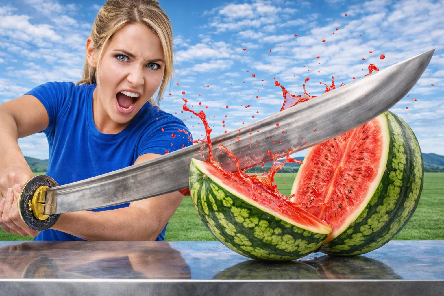Captain smiling with luxury yacht and sinking boat in stormy seas