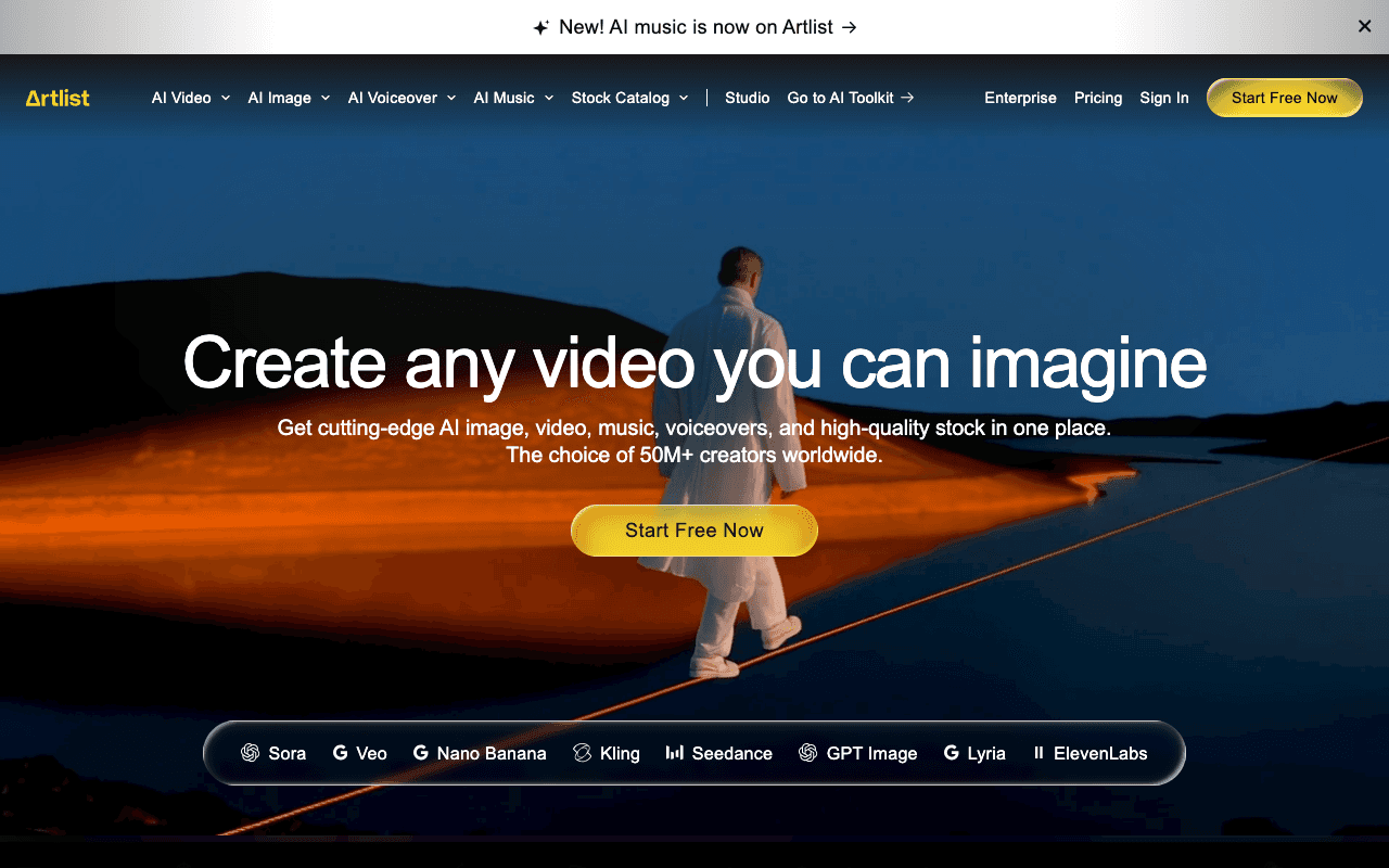 Artlist екранна снимка