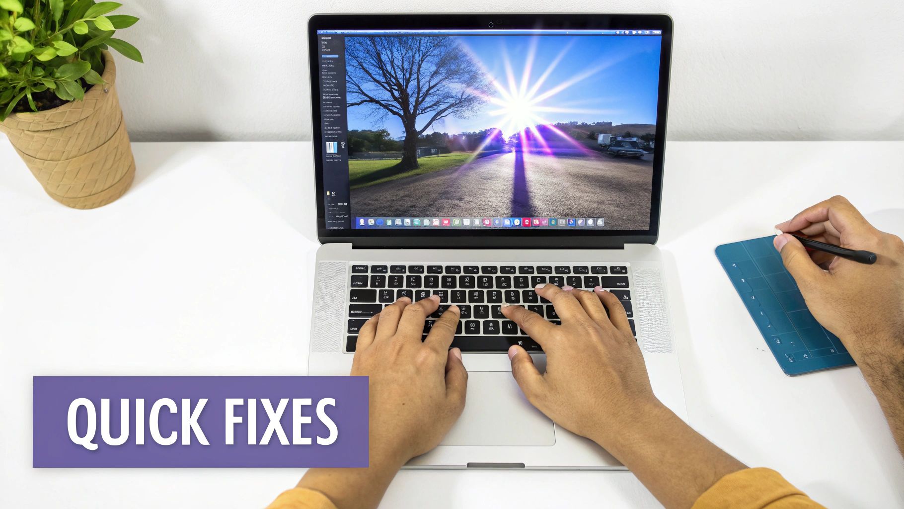 A detailed view of a product photo with a glaring reflection being edited in Photoshop.