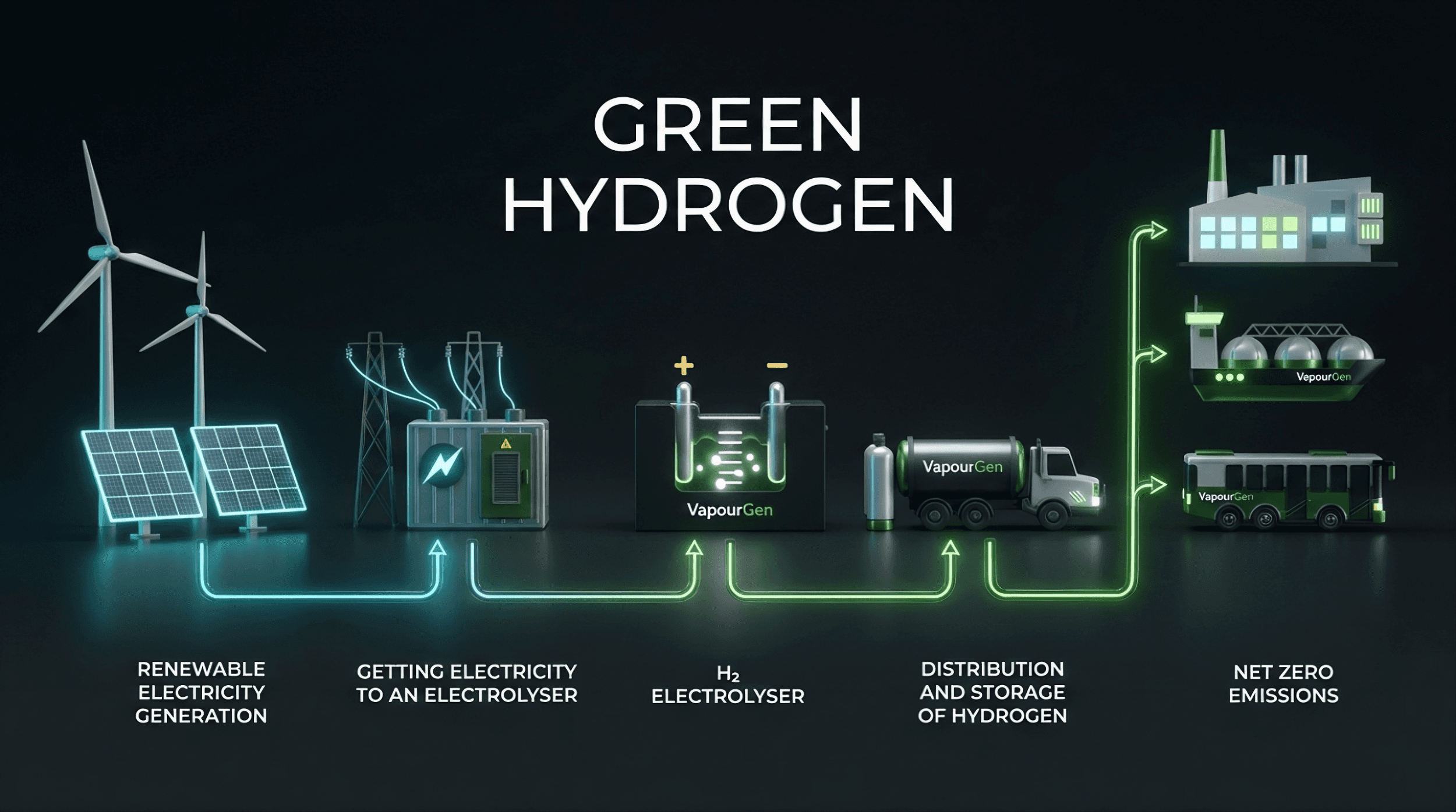 green hydrogen production process, AI generated