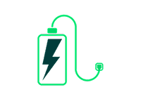 Icône d'une batterie branchée en recharge