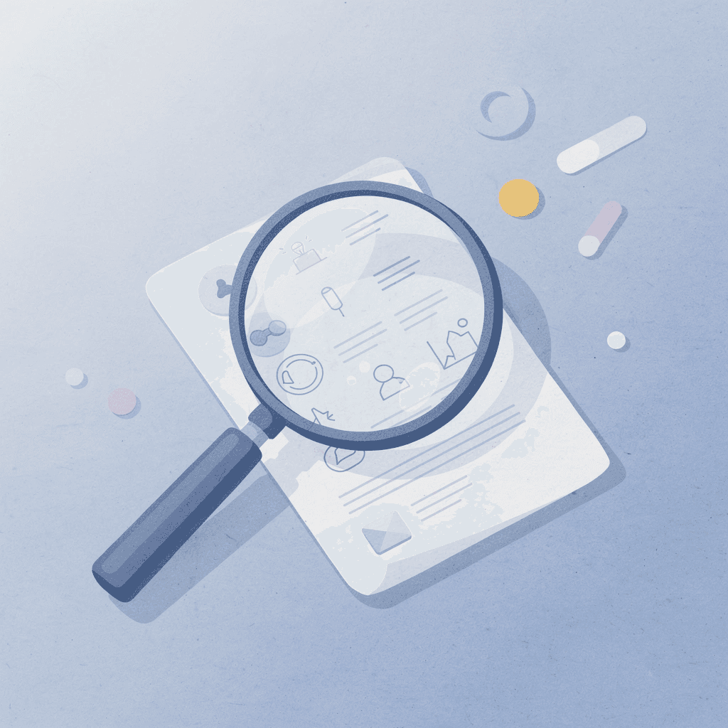 Magnifying glass examining trading analysis representing thorough research beyond surface metrics