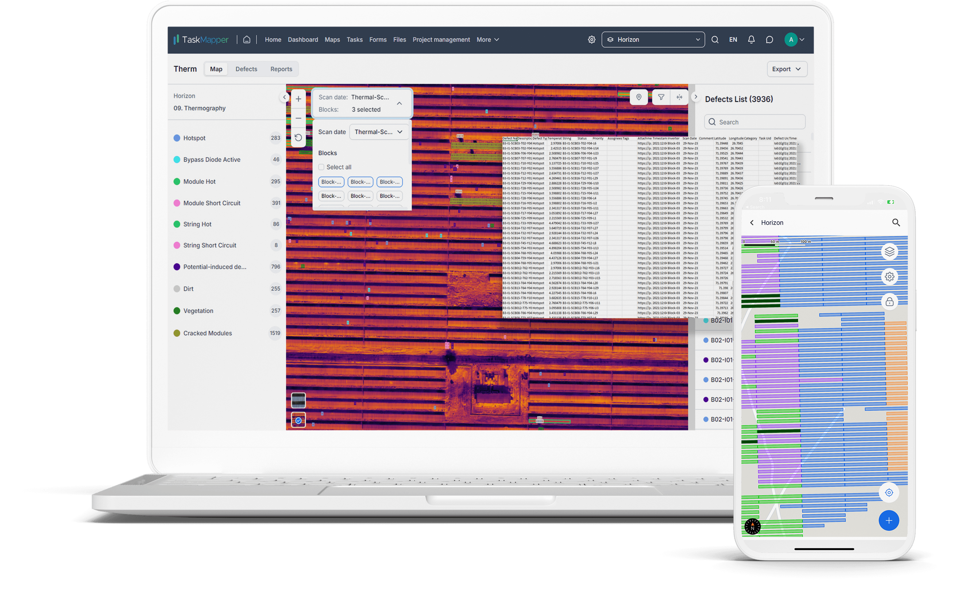 TaskMapper for interactive, data-enriched visual and thermal maps of your solar sites