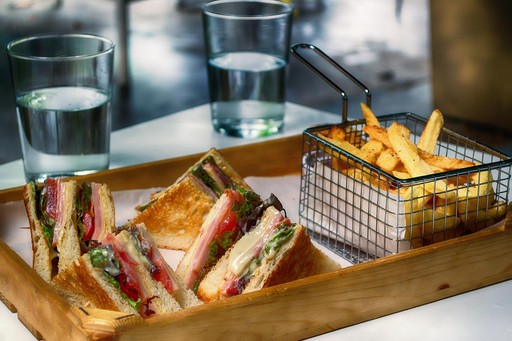 Club sandwhich and fries