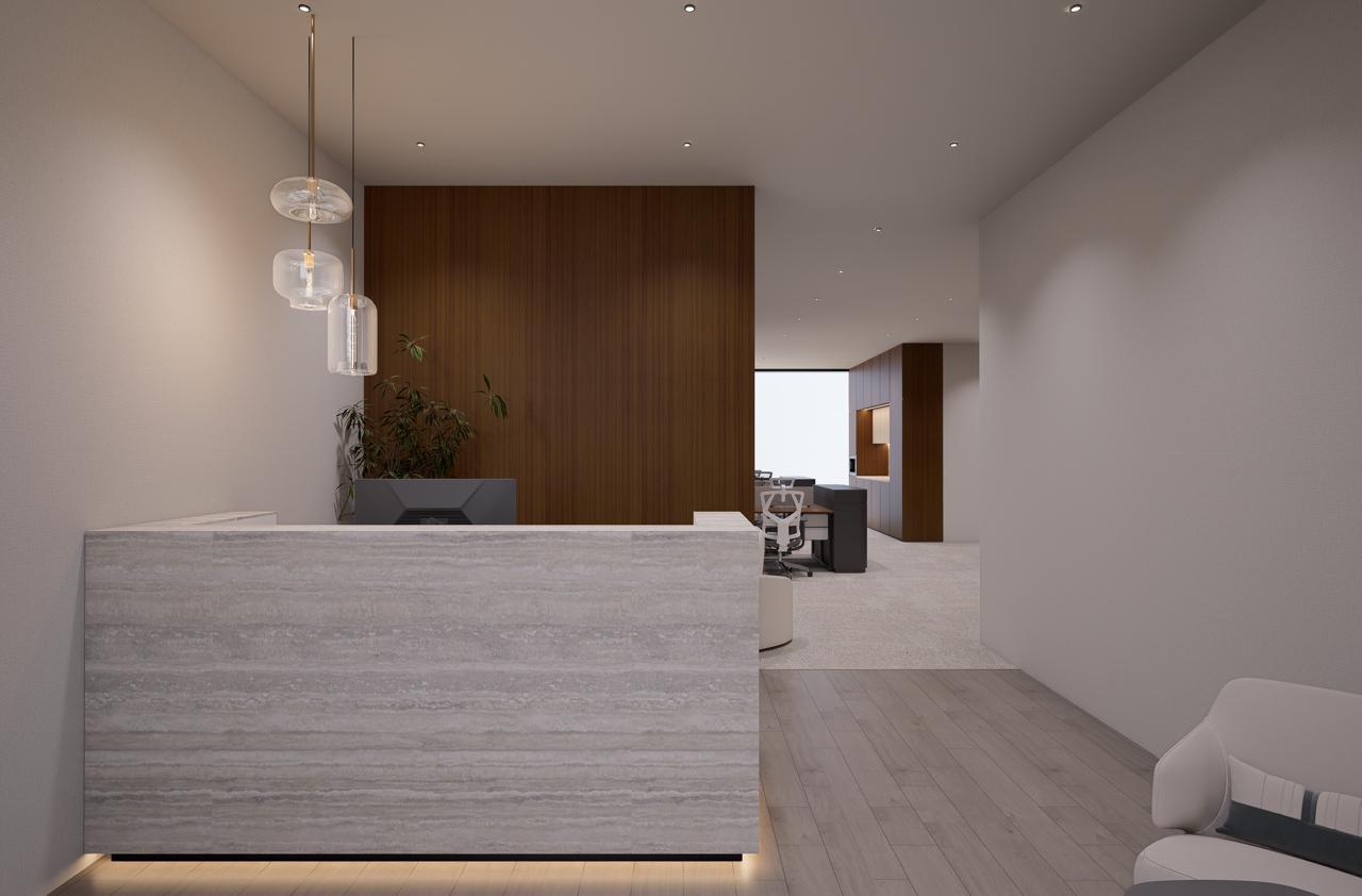 Reception desk area at a corporate space providing PRO Services in Dubai.